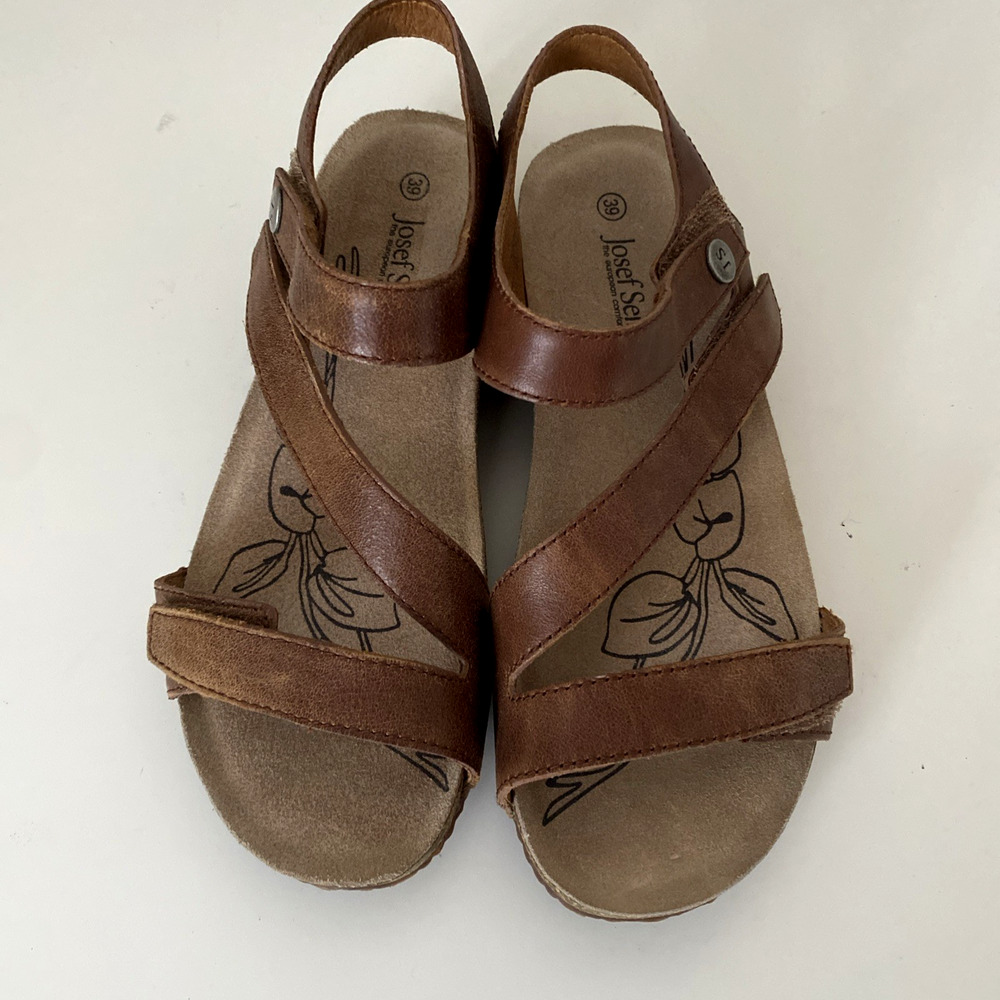 Josef Seibel Tan Tonga Leather Sandals Size 39 Very Excellent Condition - Picture 3 of 8